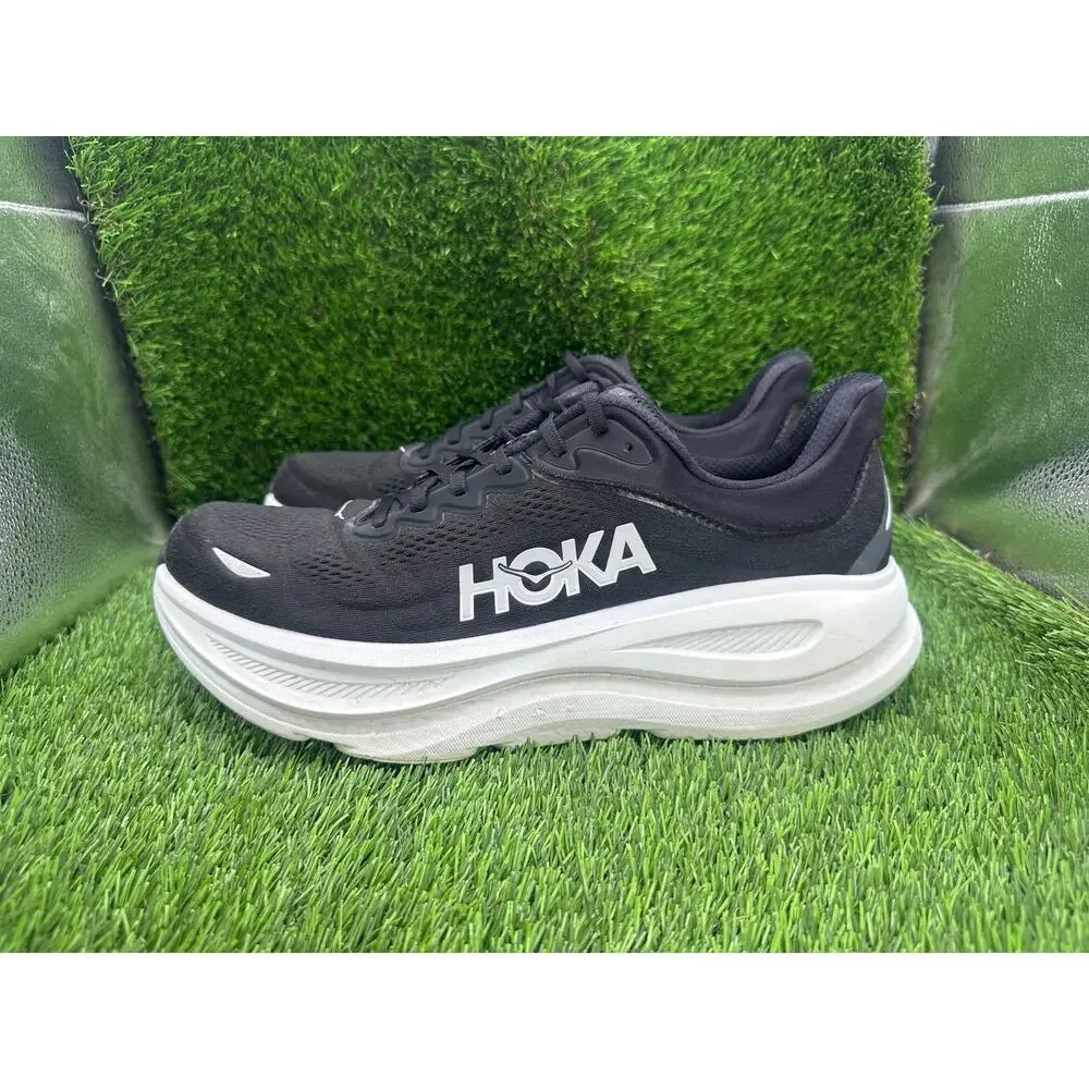 Hoka One One Bondi 9 1162011-BWHT Athletic Shoes Mens 11.5D Black Knit Cushioned